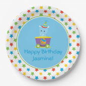 Circus Train | Hippo | Gepersonaliseerd Papieren Bordje (Voorkant)