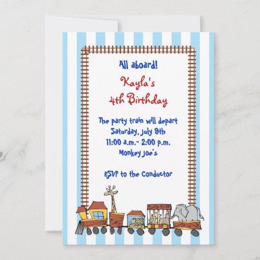 Circus Train Invitation Kaart (Voorkant)