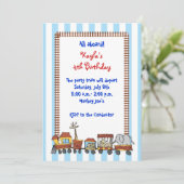 Circus Train Invitation Kaart (Staand voorkant)