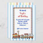 Circus Train Invitation Kaart (Voorkant / Achterkant)