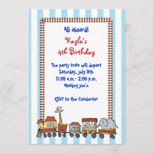 Circus Train Invitation Kaart