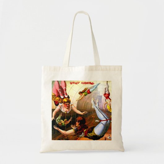 Circus Trapeze Act Poster Wall Art AddText Tote Bag (Voorkant)