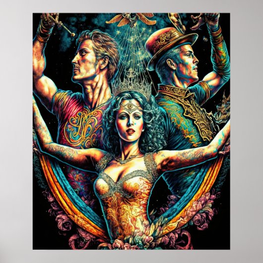 Circus Trapeze Artisten Performer Cirque Vaudevill Poster (Voorkant)