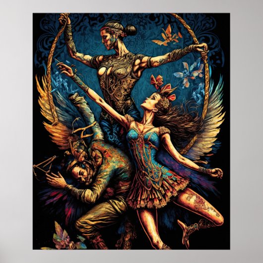 Circus Trapeze Artisten Performer Cirque Vaudevill Poster (Voorkant)