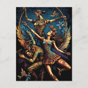 Circus Trapeze kunstenaars circusfestival Briefkaart