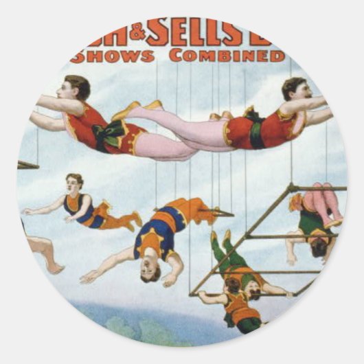 Circus Trapeze Ronde Sticker (Voorkant)