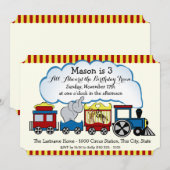 Circus trein kinderen verjaardag kaart (Voorkant / Achterkant)