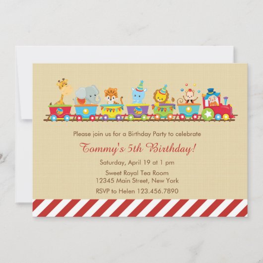 Circus trein verjaardagsuitnodiging kaart (Voorkant)