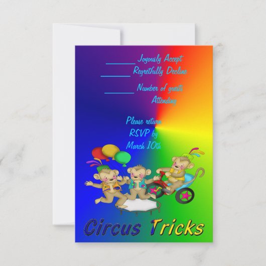 Circus Tricks RSVP Kaartje (Voorkant)