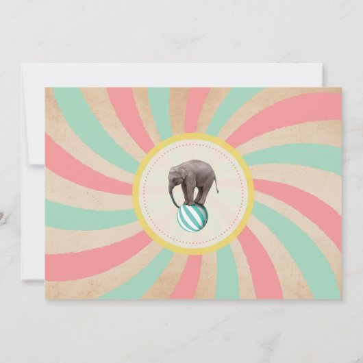 Circus Tweeling Verjaardag Mint & Koraal Carnaval Kaart (Achterkant)