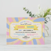 Circus Twins Verjaardag Roze & Blauw Carnaval Uitn Kaart (Staand voorkant)