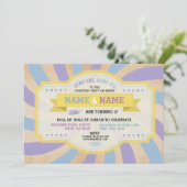 Circus Twins Verjaardagsfeest Blauw Carnaval Uitno Kaart (Staand voorkant)