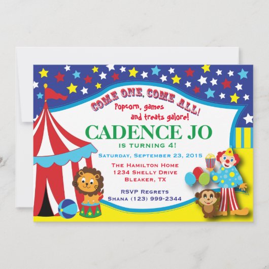 Circus Uitnodiging 2 (Voorkant)