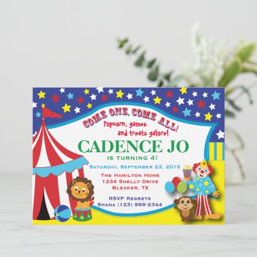 Circus Uitnodiging 2 (Staand voorkant)