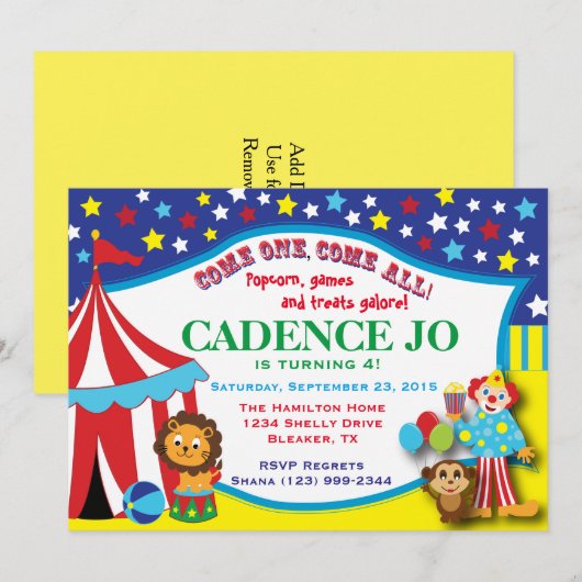 Circus Uitnodiging 2 (Voorkant / Achterkant)