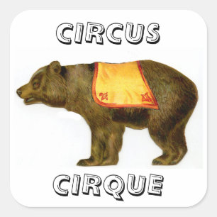 circus uitvoeren beer vierkante sticker