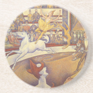 Circus van Georges Seurat,  Pointillism Art Zandsteen Onderzetter