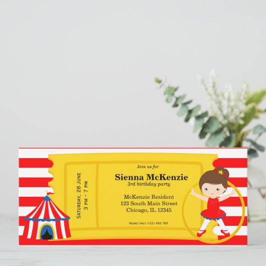 Circus-verjaarbiljet Kaart (Staand voorkant)