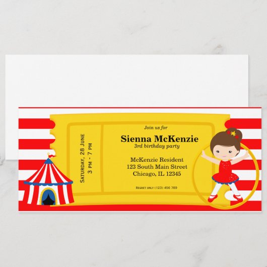 Circus-verjaarbiljet Kaart (Voorkant / Achterkant)