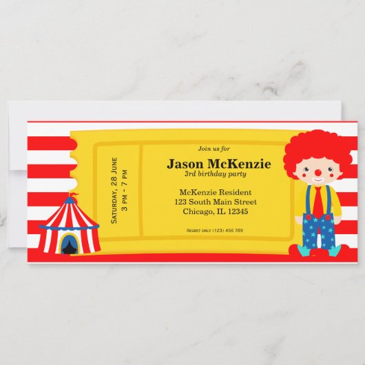 Circus-verjaarbiljet Kaart (Voorkant)
