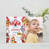 Circus Verjaardag Foto uitnodiging (Staand voorkant)