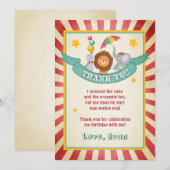 Circus verjaardag Hartelijk dank Carnival Vintage Bedankkaart (Voorkant / Achterkant)