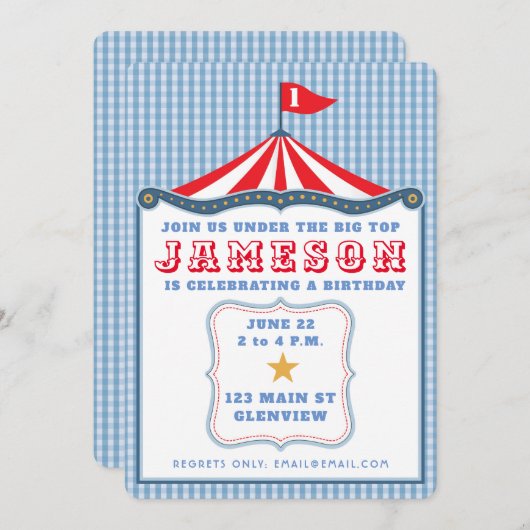 Circus Verjaardag Kaart (Voorkant / Achterkant)