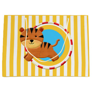 Circus verjaardag kinder cartoon tijgerstrepen groot cadeauzakje