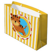 Circus verjaardag kinder cartoon tijgerstrepen groot cadeauzakje (Achterkant Gekanteld)