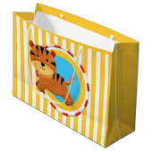 Circus verjaardag kinder cartoon tijgerstrepen groot cadeauzakje (Voorkant Gekanteld)