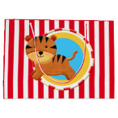 Circus verjaardag kinder cartoon tijgerstrepen groot cadeauzakje (Achterkant)