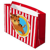 Circus verjaardag kinder cartoon tijgerstrepen groot cadeauzakje (Achterkant Gekanteld)