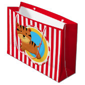 Circus verjaardag kinder cartoon tijgerstrepen groot cadeauzakje (Voorkant Gekanteld)