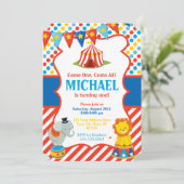 Circus Verjaardag Uitnodiging - Carnaval Thema (Staand voorkant)