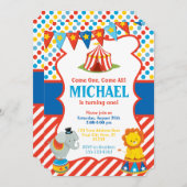 Circus Verjaardag Uitnodiging - Carnaval Thema (Voorkant / Achterkant)