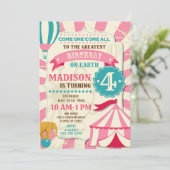 Circus Verjaardag Uitnodiging Meisje Carnaval Uitn (Staand voorkant)