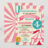 Circus Verjaardag Uitnodiging Meisje Carnaval Uitn (Voorkant / Achterkant)