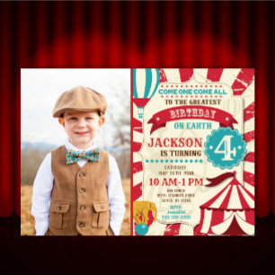Circus verjaardags foto uitnodiging Carnaval uitno