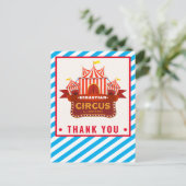 Circus verjaardagsfeest bedankt je kaart (Staand voorkant)