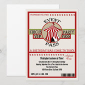 Circus verjaardagsfeest evenementenpas kaart (Voorkant / Achterkant)