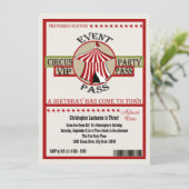 Circus verjaardagsfeest evenementenpas kaart (Staand voorkant)