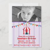 Circus verjaardagsfeest foto sjabloon kaart (Voorkant)