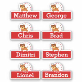 Circus verjaardagsfeestgunst namen tijger cartoon sticker