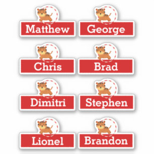 Circus verjaardagsfeestgunst namen tijger cartoon sticker