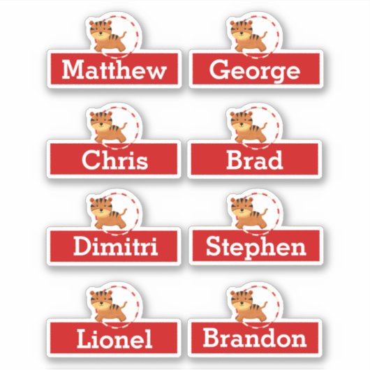 Circus verjaardagsfeestgunst namen tijger cartoon sticker (Voorkant)