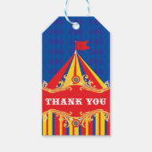 Circus verjaardagsfeestje gunst cadeau labels, dan cadeaulabel (Voorkant)