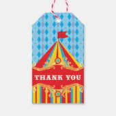 Circus verjaardagsfeestje gunst cadeau labels, dan cadeaulabel (Voorkant)
