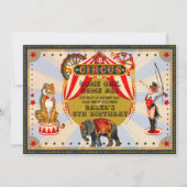 Circus verjaardagsfeestje in retro stijl kaart (Voorkant)