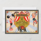 Circus verjaardagsfeestje in retro stijl kaart (Achterkant)
