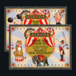 Circus verjaardagsfeestje in retro stijl kaart<br><div class="desc">Aanpassen voor elke gelegenheid</div>